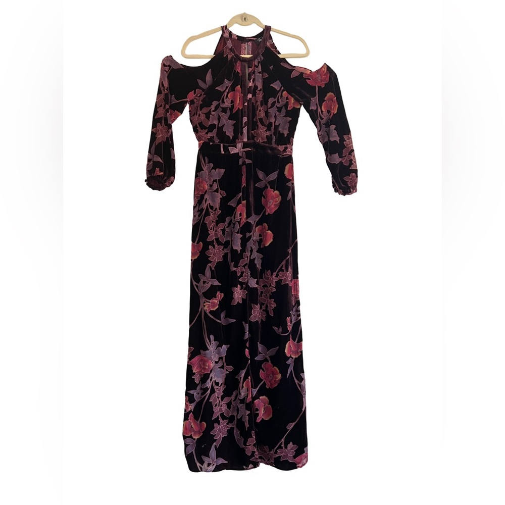 Parker Black Burgundy Evening Maxi Dress